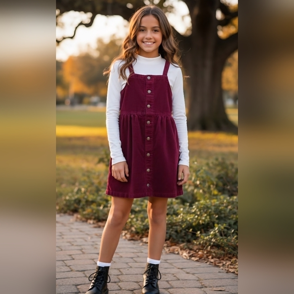 Cat & Jack Maroon Corduroy Pinafore Dress